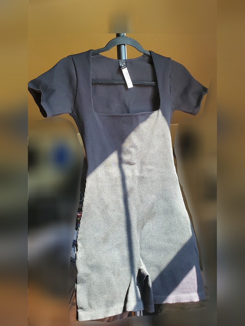Ribbed Square-Neck Short Ribbed Romper